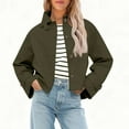thumbnail image 2 of DAFPZW Womens Cropped Jacket Contrast Collar Coat Cargo Jacket Barn Jacket Outwear Solid Button Down Coat with Pockets, 2 of 9
