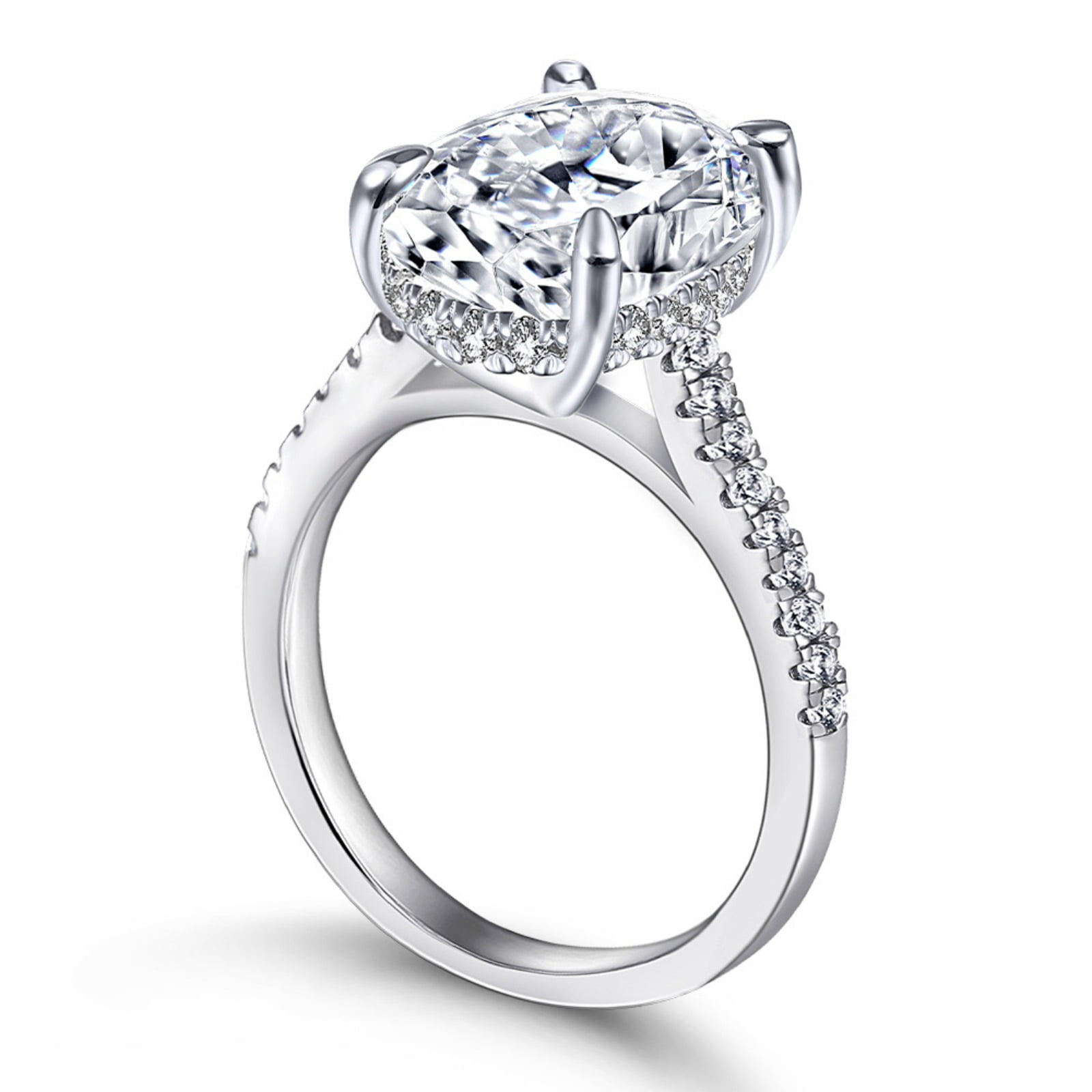 6 Carat 925 Sterling Silver Oval Cut Engagement Ring CZ Simulated Diamond Rings Wedding Bands for Women Anniversary Promise Bridal Ring