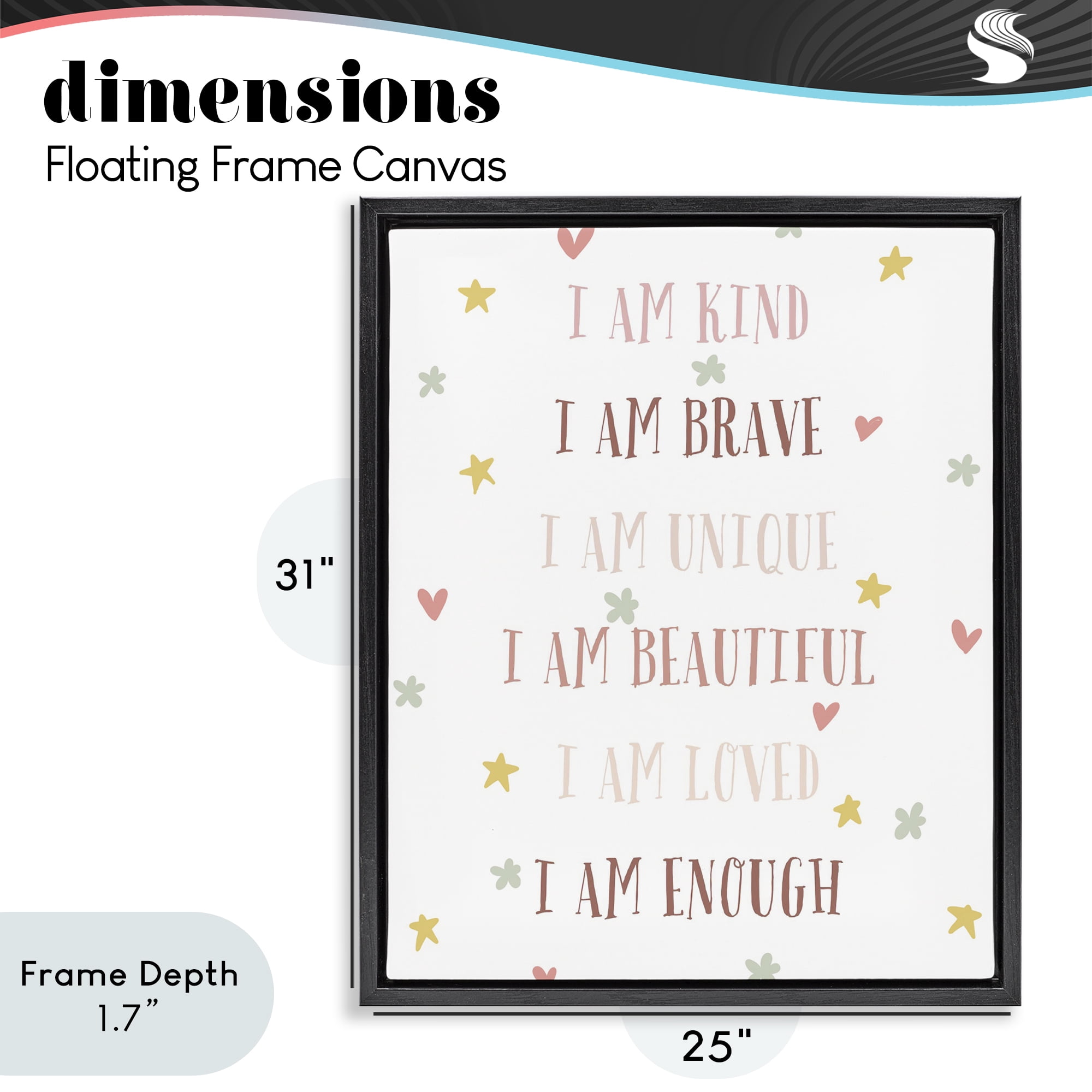 Stupell Industries I am Empowerment Quotes Black Framed Floater Canvas Wall Art, design by Katie Griggs
