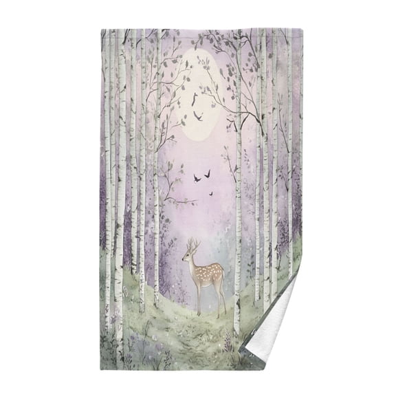 Yayeee 100% Cotton Hand Towels for Bathroom 16" x 28" Kitchen Towel, Purple Deer