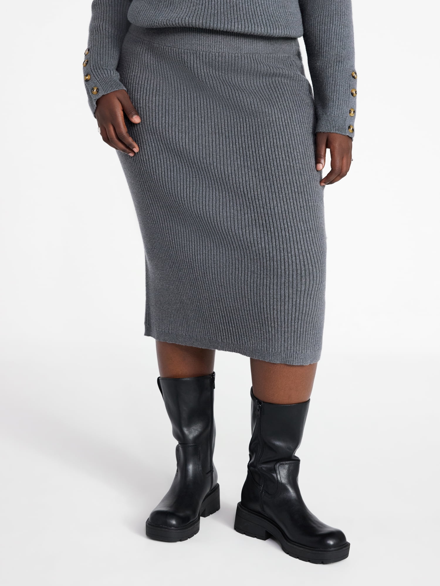 Terra & Sky Women's Plus Sweater Skirt Two Piece Set, 0X to 5X