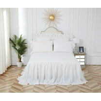 Ruffled Queen Bedspread White