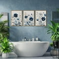 thumbnail image 3 of Hieng Navy Blue Wall Art Canvas Abstract Floral Painting Blue and Gray Posters Watercolor Flower Decor Wildflower Pictures Botanical Prints for Living Room Bedroom Bathroom 3 Pcs, 3 of 6