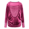 thumbnail image 3 of Xdegoge Sequin Tops for Women Party Glitter Long Sleeve Shirts Fake Two Pieces Sparkle V Neck Tunic Blouses Loose Fit Holiday New Years Eve Outfit, 3 of 8