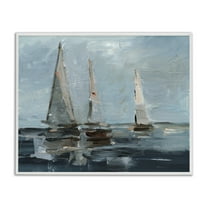 Stupell Industries Moody Sailboats Maritime Transportation Painting White Framed Art Print Wall Art, 30 x 24