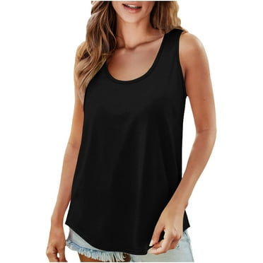 Amzcrzy Womens Solid Color Tank Tops Summer Flowy T Shirts Sleeveless Casual Loose Fit Tunic Blouses S-3XL