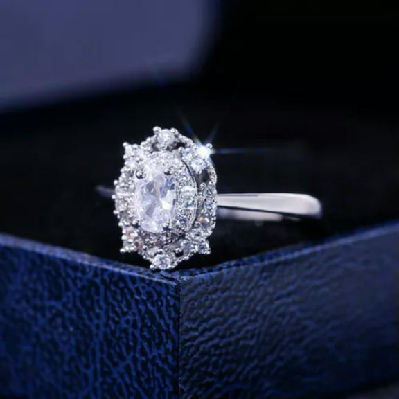 EOEMY 925 Sterling Silver Crystal Zircon Rings Women Fashion Jewelry Size 6-10-8