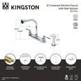 thumbnail image 4 of Kingston KB2751KL Knight Two-Handle 4-Hole 8" Centerset Kitchen Faucet with Side Sprayer in Polished Chrome, 4 of 4