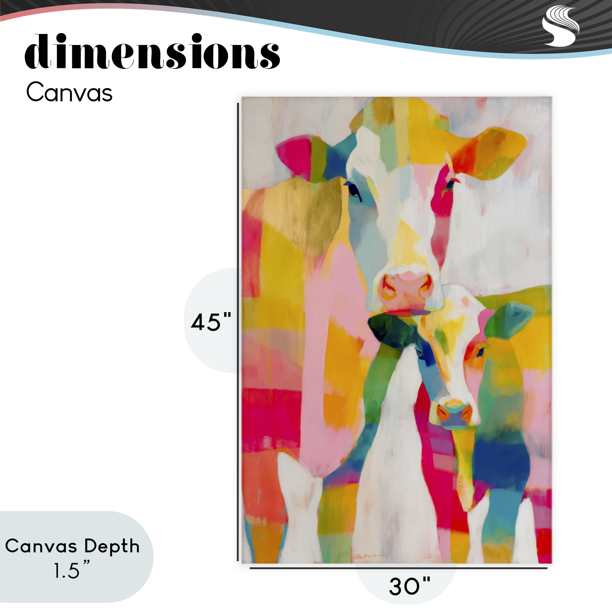 Stupell Industries Cow Family in Cubist Abstract Canvas Wall Art, design by Chromatic Storm Studio