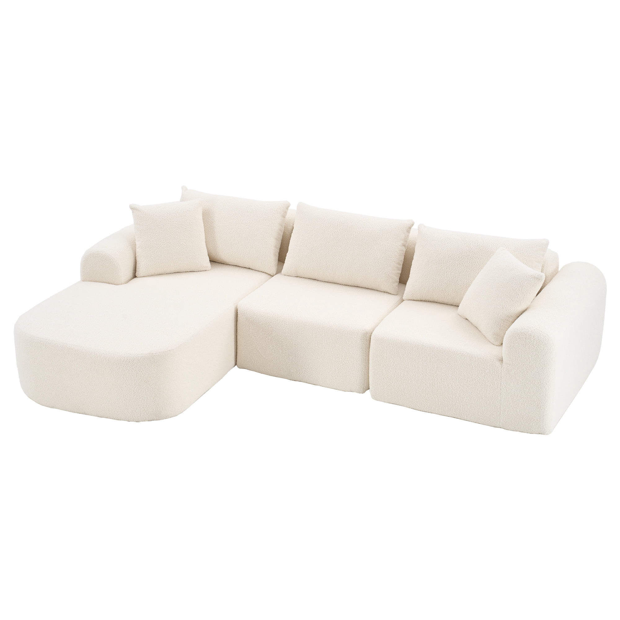 MAYEERTY Modern Lamb Fleece Modular Sofa, Sectional Boneless Couch for Home, 104×67" Beige