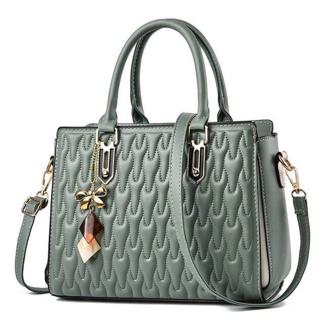 LHSHID Retro Embroided Thread Leather Top-handle Bag Designer Female Handbag Middle-aged Pendant Crossbody Bag Purse sac