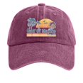 thumbnail image 1 of GDREDA Men Hat Women's Vintage Washed Denim Printed Baseball Cap，Wine, 1 of 3