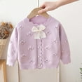 thumbnail image 6 of Lorytime Cardigan for Girls with Bows Bow Ruffle Collar Knitted Sweater Buttons Crewneck Long Sleeve Tops Winter Knitwear, 6 of 6