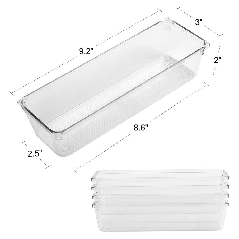 LotFancy 8Pcs Clear Plastic Drawer Organizers Storage Tray for
