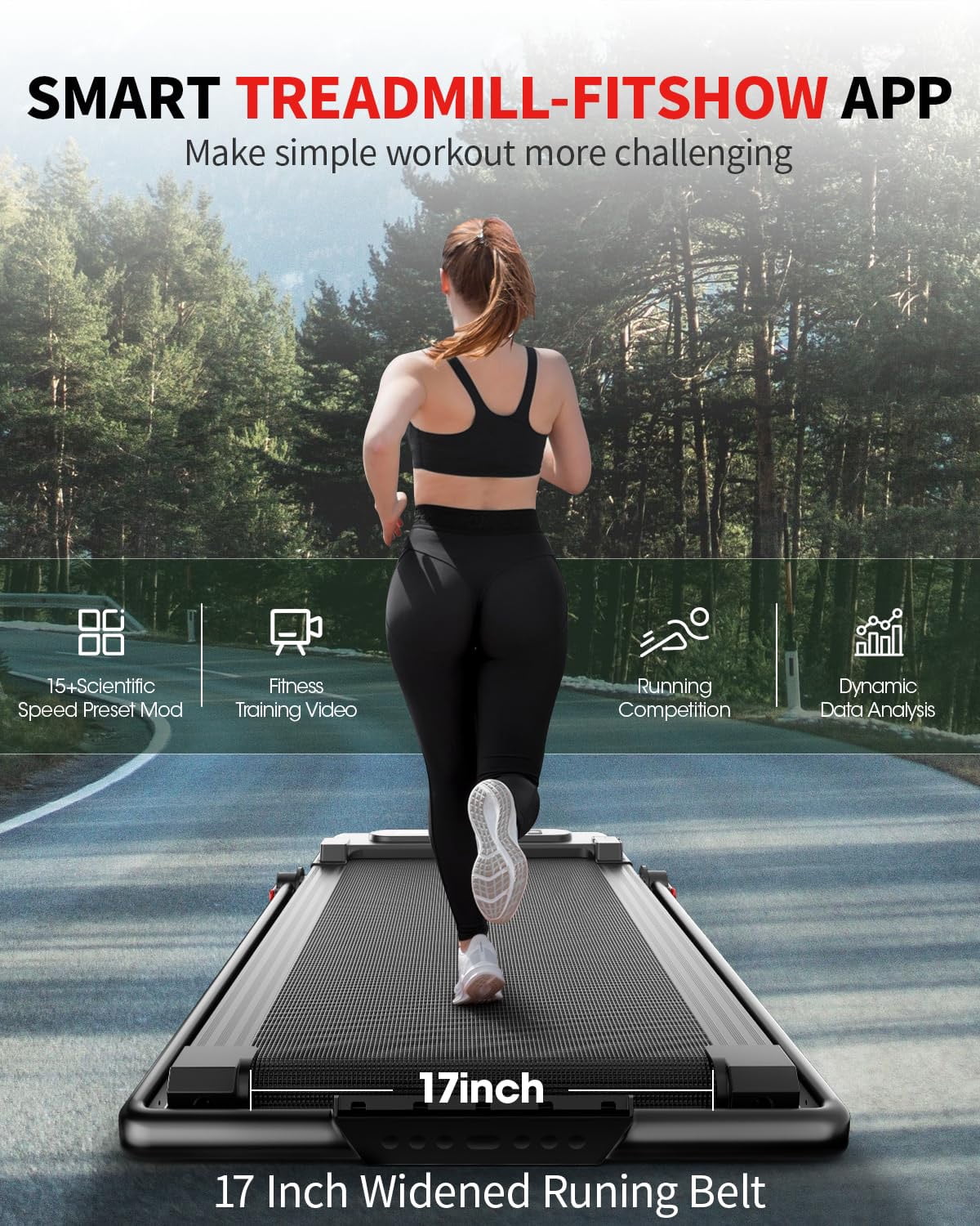 THAILE Walking Pad Treadmill with Incline, Foldable and Adjustable Smart Treadmill with Handlebar and 17" Running Belt, 7.6MPH, 3HP