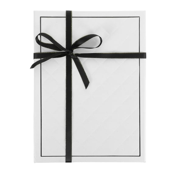 TABLZONE Elegant White Cardboard Folding Present Box with Bow for Gifts Parties Weddings and Celebrations 12 x 9 x 3 inches