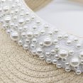 thumbnail image 3 of Pxiakgy Sun Visors for Women Sun Hat Pearl Sun Visor Wide Brim Straw Sun Visor Hat Summer Uv Protection Beach Sun Cap Ponytail Beach Hat Pearl Hollow Sunhat Headband Hat Woven Caps Beige, 3 of 5