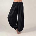 thumbnail image 1 of Plus Size Women Harem Pants Casual Long Pant Solid Color Loose Baggy Yoga Pants Ladies Women Leisure Cotton Linen Trousers, 1 of 5