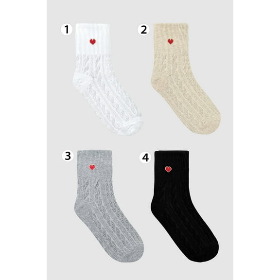 Women's Crew Twisted Heart Socks-4 Pairs Set
