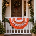 thumbnail image 2 of Thanksgiving Half Circle Porch Banner, Orange White Pumpkin Pleated Fan Bunting with Fall Harvest Pattern, for Front Door Porch Balcony Railing Window Autumn Party Home Decor, 2 of 8