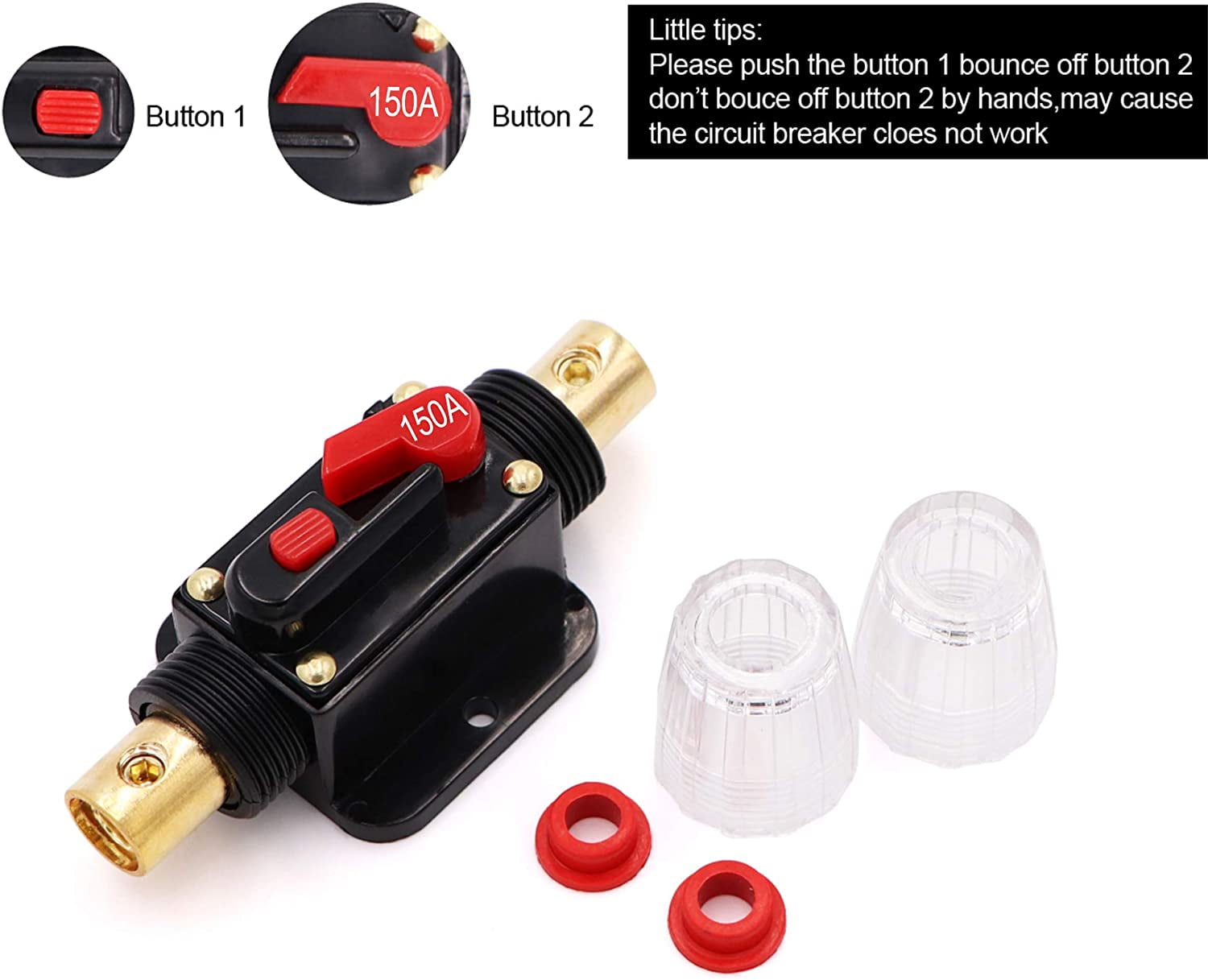 QWORK 20A Circuit Breaker Auto Fuse Holder Reset Fuse Inverter for Car Protection Stereo Switch 