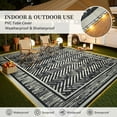 thumbnail image 3 of Outdoor Rug with Led Strip Lights RV Camping Mat and Patio Rug for Deck Balcony Porch Backyard Beach Picnic Outdoor Carpet Striped Pattern Modern Slip Plastic Straw x & Bei, 3 of 6