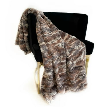 Plutus Brands PBSF1520-114x120 114 x 120 in. Wild Rabbit Faux Fur Luxury Throw Blanket, Brown