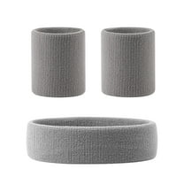 Hanerdun Sports Sweat Headband Wristbands Set Unisex Workout Terry Head Bands for Running Jogging Football One Size