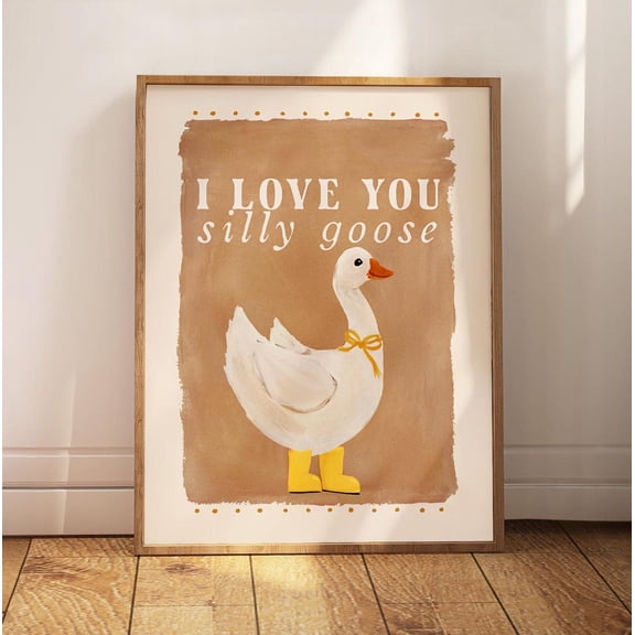 Goose Print, Nursery Wall Art, Cute Animal For Room, Baby Shower Home Decor #2762, Unframed Poster Size 8x12
