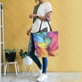 thumbnail image 4 of FORMRS Womens Canvas Tote Bag with Zipper Inner Pocket Shoulder Handbag, Vibrant Leaves Pattern, 4 of 7