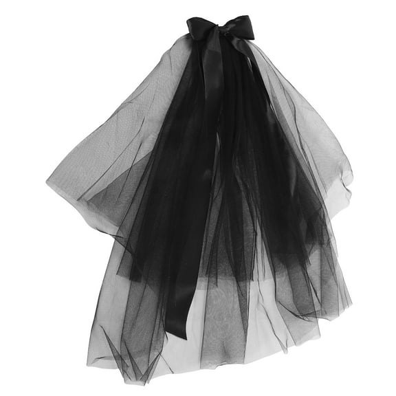 HAMPPLIES 1Pcs Veils for Women Black Gauze Square Bowknot for  and Theme Parties