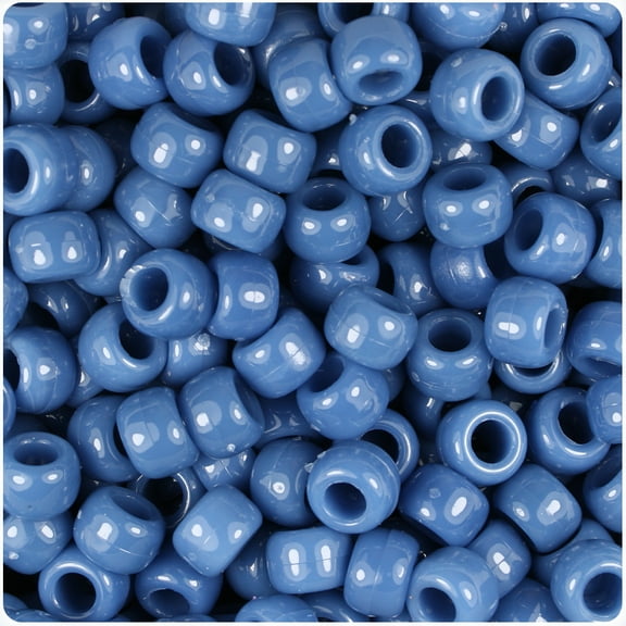 BeadTin Denim Blue Opaque 9mm Barrel Pony Beads (500pc)