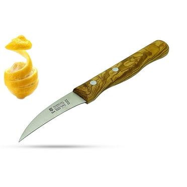 SMI Solingen Bird Beak Paring Knife - 2.3" Sharp German Peeling Knife with Olive Wood Handle, Hand Wash Only