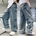 thumbnail image 2 of MKHSQHDG Boys' Jeans Oversized Baggy Jeans Cargo Relaxed Denim Trousers with Elastic Waistband 5-6 Years, 2 of 8