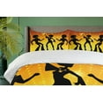 thumbnail image 4 of Ambesonne 70s Party Duvet Cover Sets, Dancing Afro People, 2-Queen, Orange Yellow Black, 4 of 7