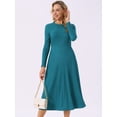 thumbnail image 4 of DARING DIVA Long Sleeve Crew Neck Knit A-Line Midi Dress L Lake Blue, 4 of 7