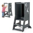 thumbnail image 2 of Spaco Toddler Kitchen Stool Helper Baby Standing Tower with Chalkboard and Whiteboard-Gray, Step Stool for Toddlers for The Bedroom, Bathroom, Kitchen, 2 of 10