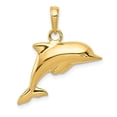 thumbnail image 1 of Real 14kt Yellow Gold Polished 3-D Dolphin Pendant; for Adults and Teens; for Women and Men, 1 of 5