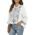 thumbnail image 6 of Grosy Embroidered Tops for Women 3/4 Sleeve V Neck Plus Size Boho Mexican Style Blouse Peasant Tops Women T Shirts Casual Tee Ladies Tunics-L/White/372/G, 6 of 8