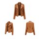 thumbnail image 1 of Puntoco chaqueta de mujer delgada de cuero con cuello alto y cremallera traje de motocicleta cinturón abrigo chaqueta tops liquidación de Navidad Puntoco Puntoco-3770, 1 of 5