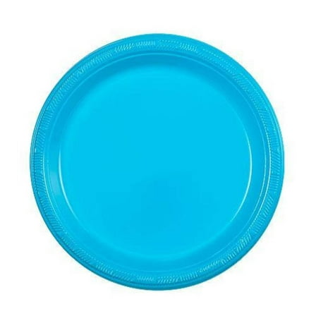 Island Blue Round Plastic Plate 7" : 15 count