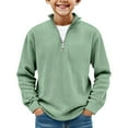 thumbnail image 2 of LRen Boys 1/4 Zip Corduroy Shirt Stand Collar Soild Casual Ribbed Outdoor Long Sleeve Top Relaxed fit Fall Pullover Sweatshirt,Light Green,13-14 Years, 2 of 7