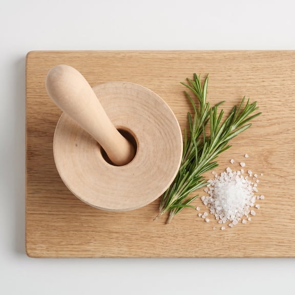 NIAIZEK Wooden Mortar and Pestle Set with Khaki Spice Bowl for Garlic, Pepper, and