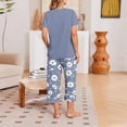 thumbnail image 6 of LIZUOJUN Pajamas for Women Set Short Sleeve Capri Pants Sleepwear 2 Piece Lounge Set Soft Comfy Breathable Pjs Loungewear Sleepwear Set - L, 6 of 7