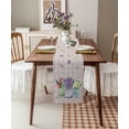 thumbnail image 3 of Table Runner Dresser Scarves 90 Inch Long, Spring Watercolor Blossom Flower Linen Dining Table Runners Purple Checker Lattice on Linen Tabletop Scarf for Wedding Holiday Party Kitchen, 3 of 7