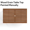 thumbnail image 2 of MF Studio Steel 60" x 30" Outdoor Dining Table, Umbrella Support, Wood Grain Top for 6 Person, Black & Brown, 2 of 6