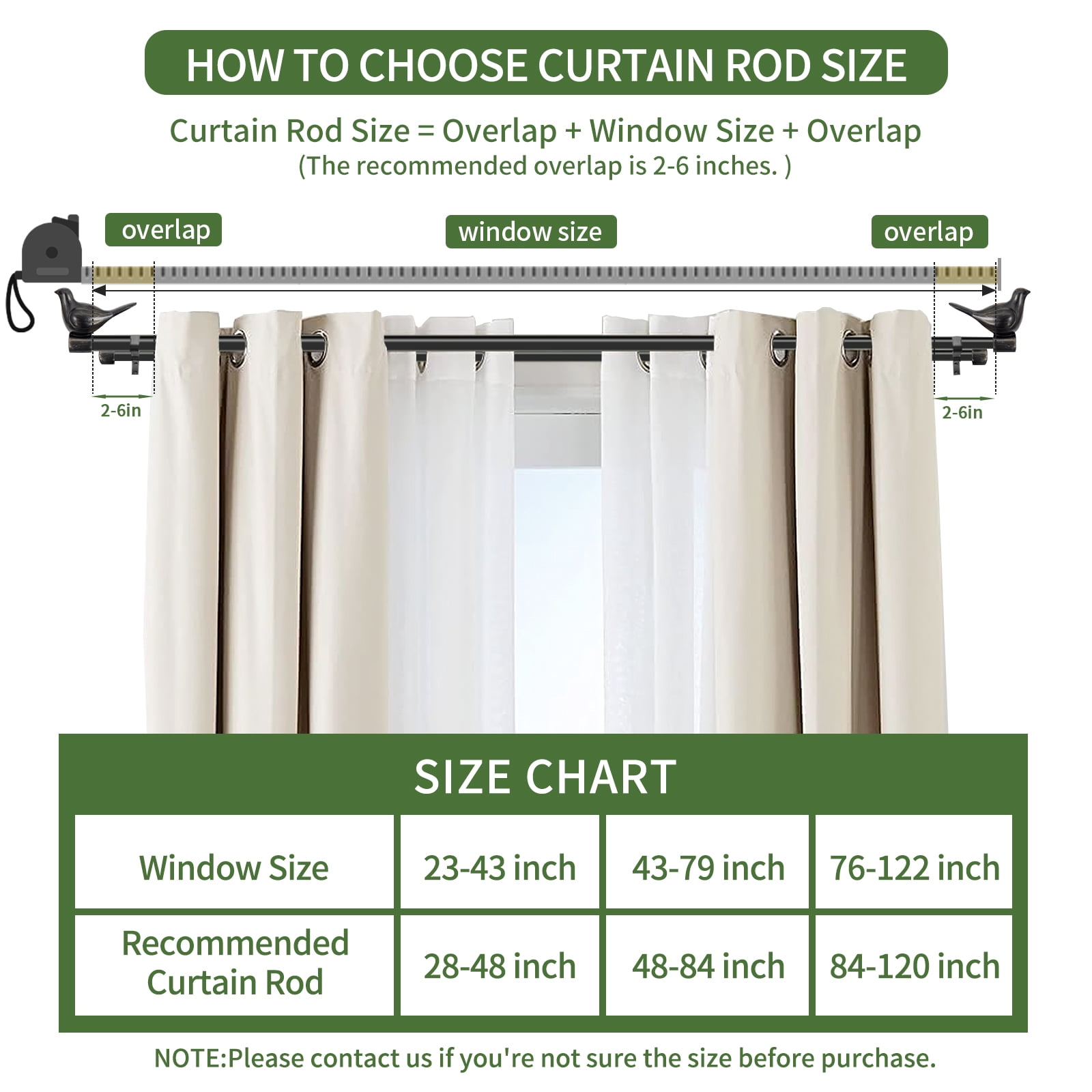 MERIVILLE 3/4-Inch Front & 5/8-Inch Back Double Curtain Rod Set, Farmhouse Bird Finials, 84"-120", Burnt Gold