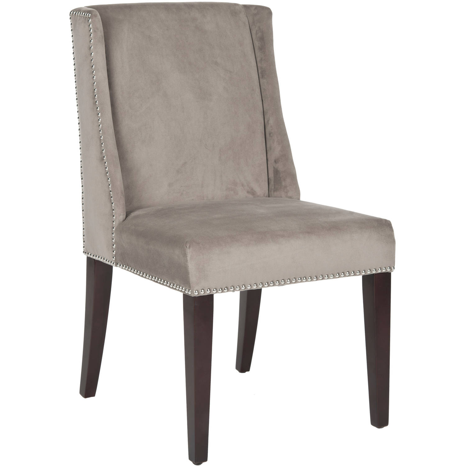 SAFAVIEH Humphry Dining Chair with Silver Nail Heads, Set of 2, Mushroom