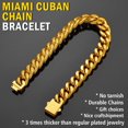 thumbnail image 5 of ChainsProMax Men Cuban Bracelet Chain 9mm Wide 7.5inch Gold Plated Chain Bracelet Men Steel Bracelet, 5 of 9