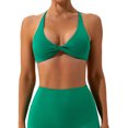 thumbnail image 1 of 1 Set Chinlon Nylon Sports Underwear Solid Style Replacement Color Replacement Breathable Wire Free Running Jogging Bodybuilding Vest Bra Green L, 1 of 6